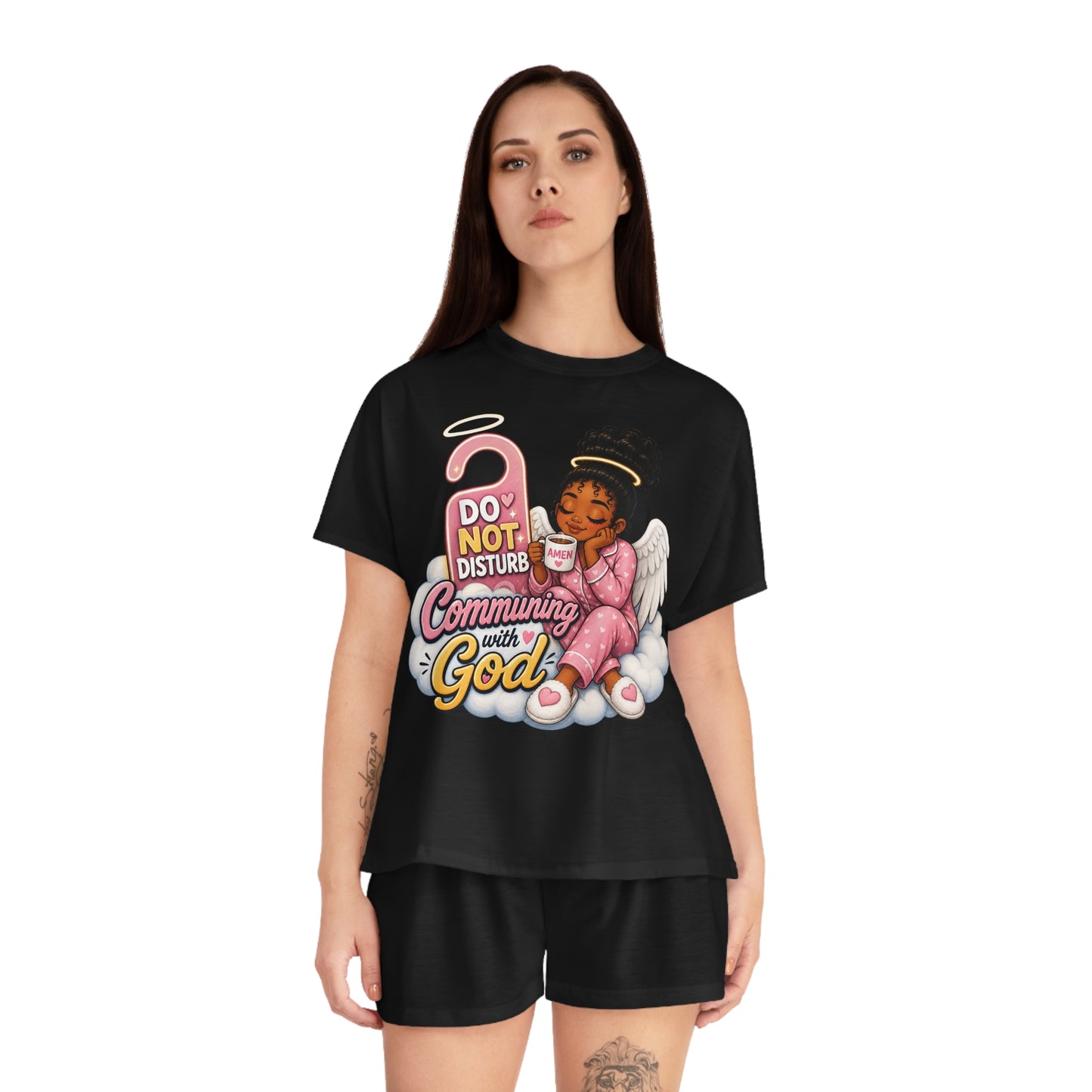 Do Not Disturb Communing with God Women's Short Pajama Set - ClaimedbyGodDesigns
