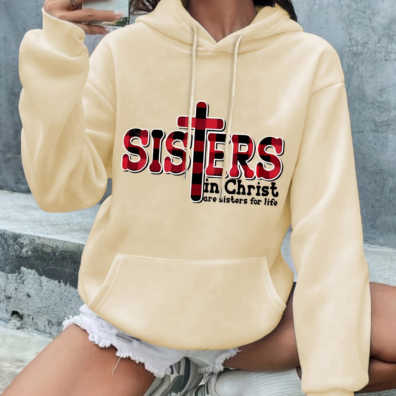 Sisters In Christ Are Sisters For Life Women's Christian Pullover Hooded Sweatshirt claimedbygoddesigns