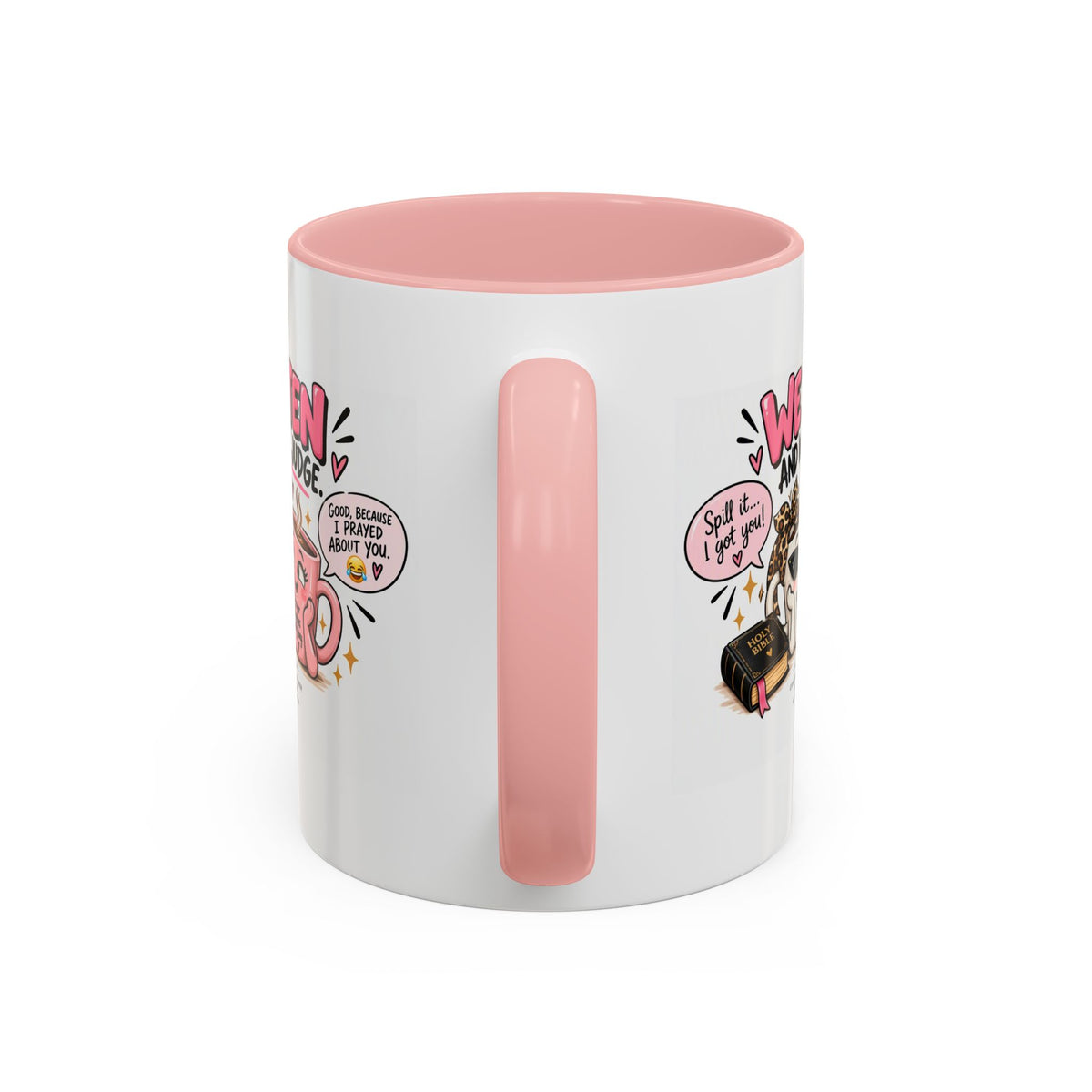 Coffee Mug — "We Listen and We Don't Judge" Inspirational Pink Ceramic Mug (11/15oz)