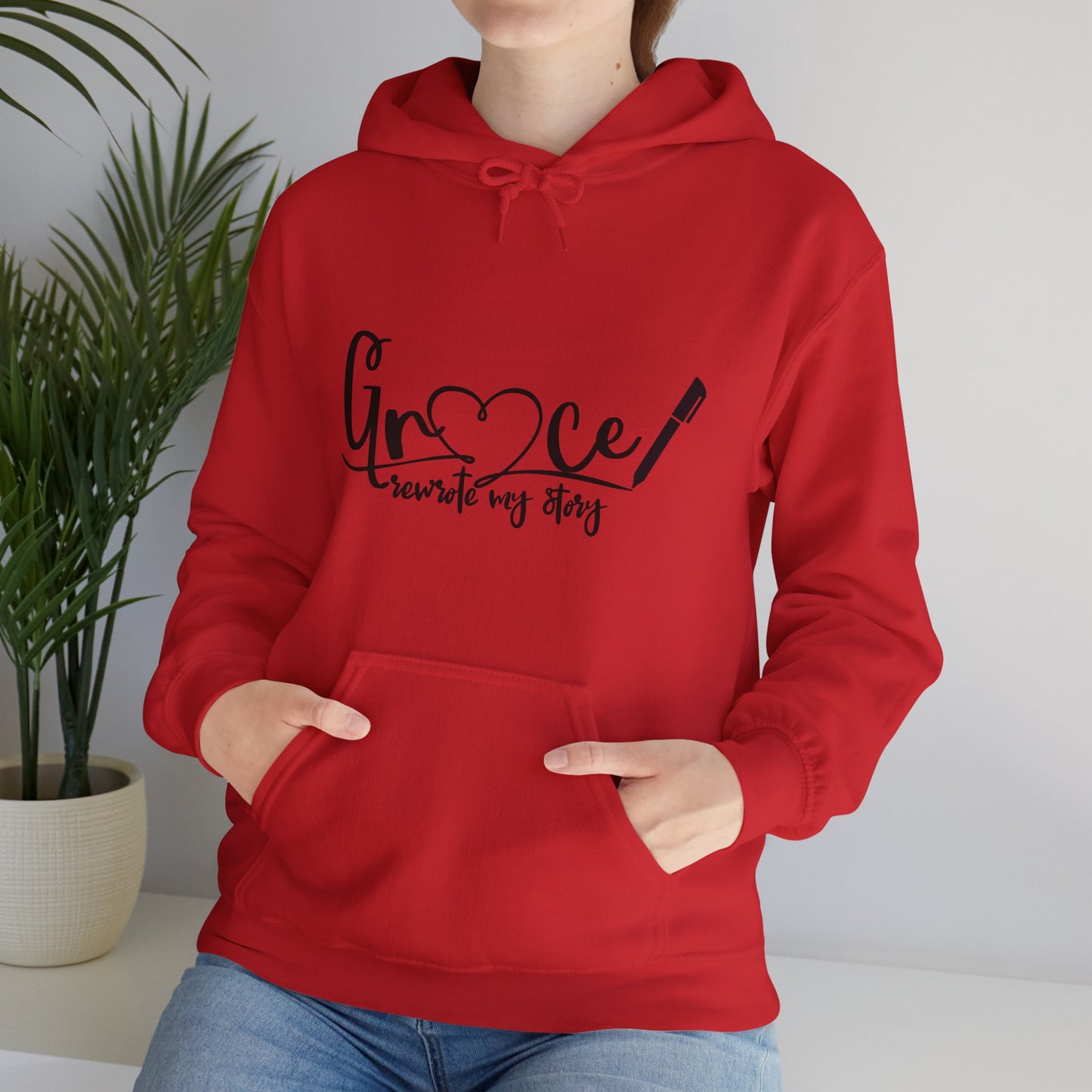 Grace Rewrote My Story Unisex Christian Pullover Hooded Sweatshirt