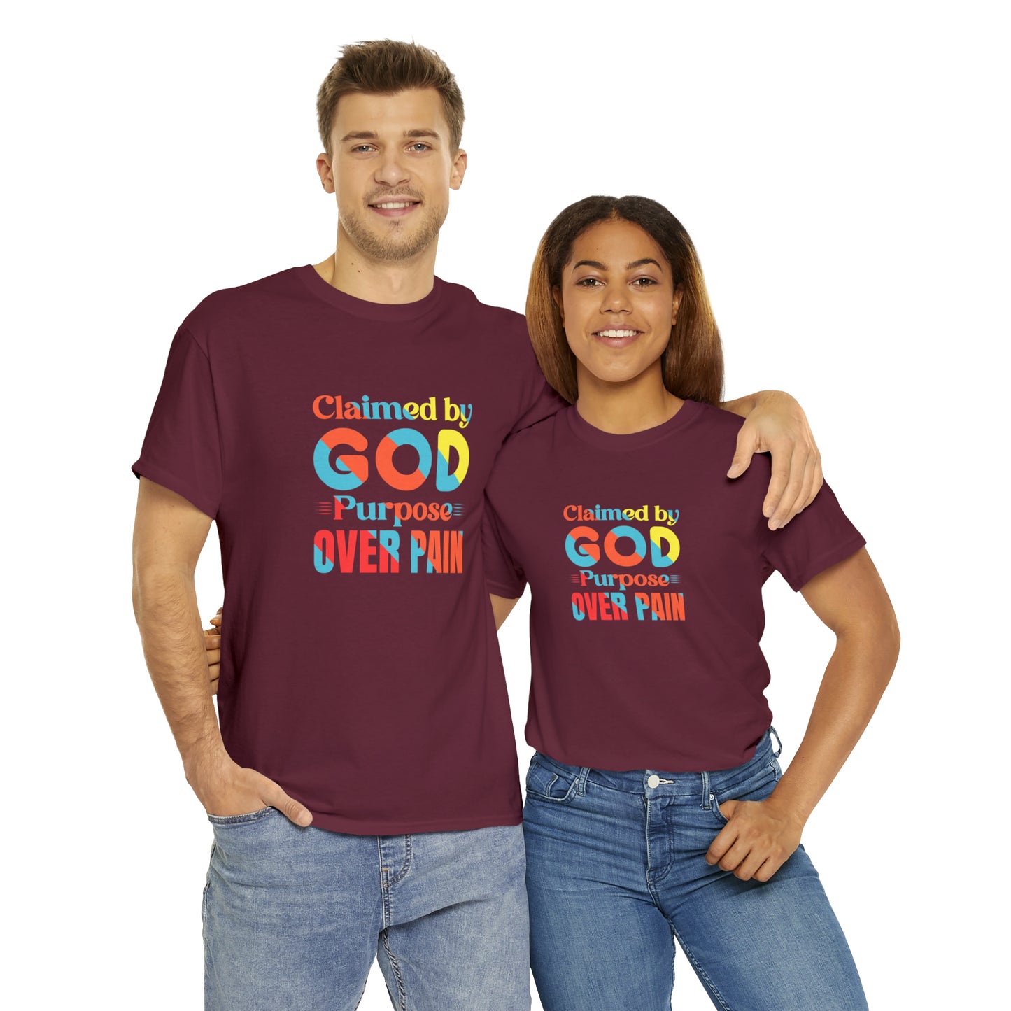 Claimed By God Purpose Over Pain Unisex Heavy Cotton Tee Printify