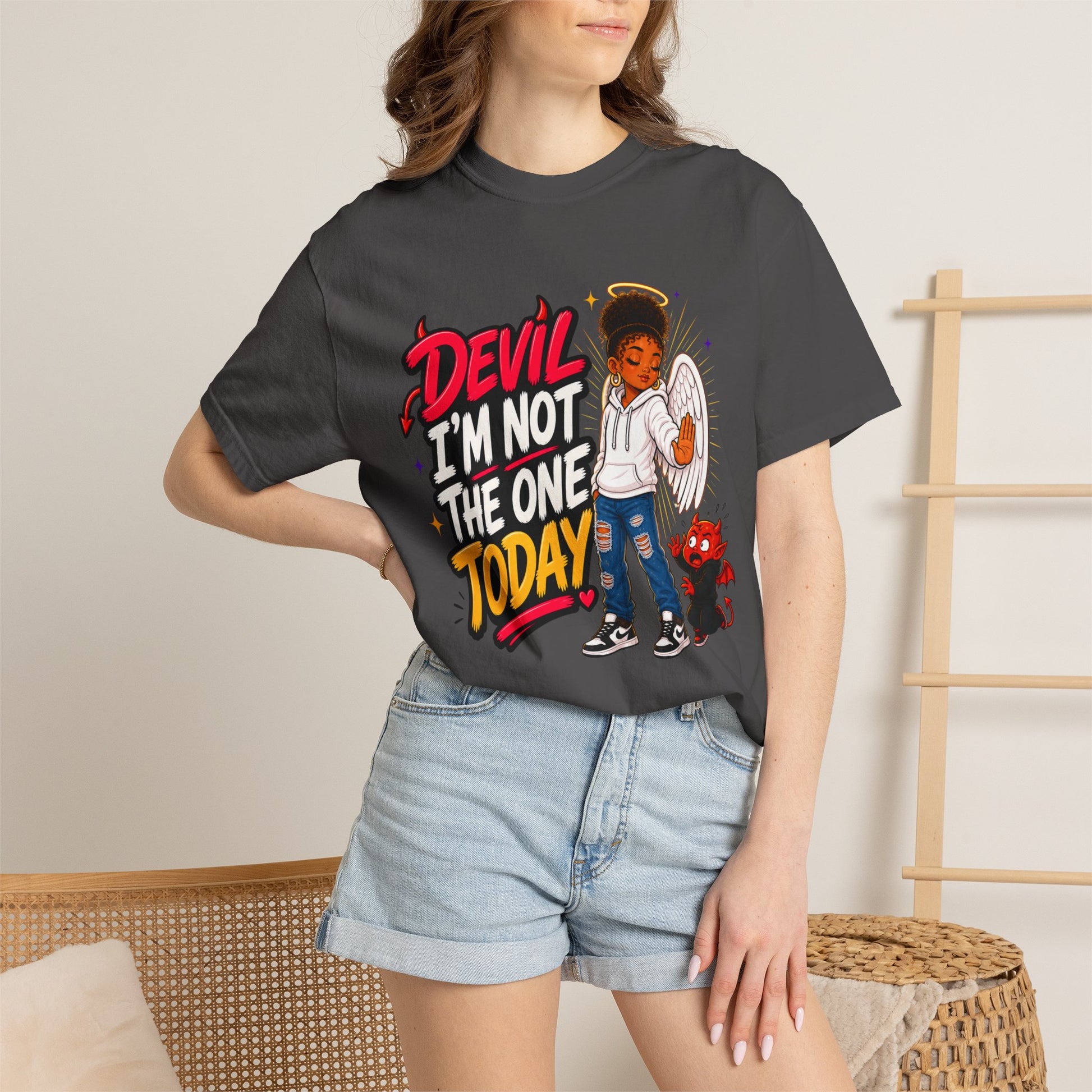 Devil I'm Not the One Today T-Shirt — Funny Angel vs Devil Graphic Tee - ClaimedbyGodDesigns