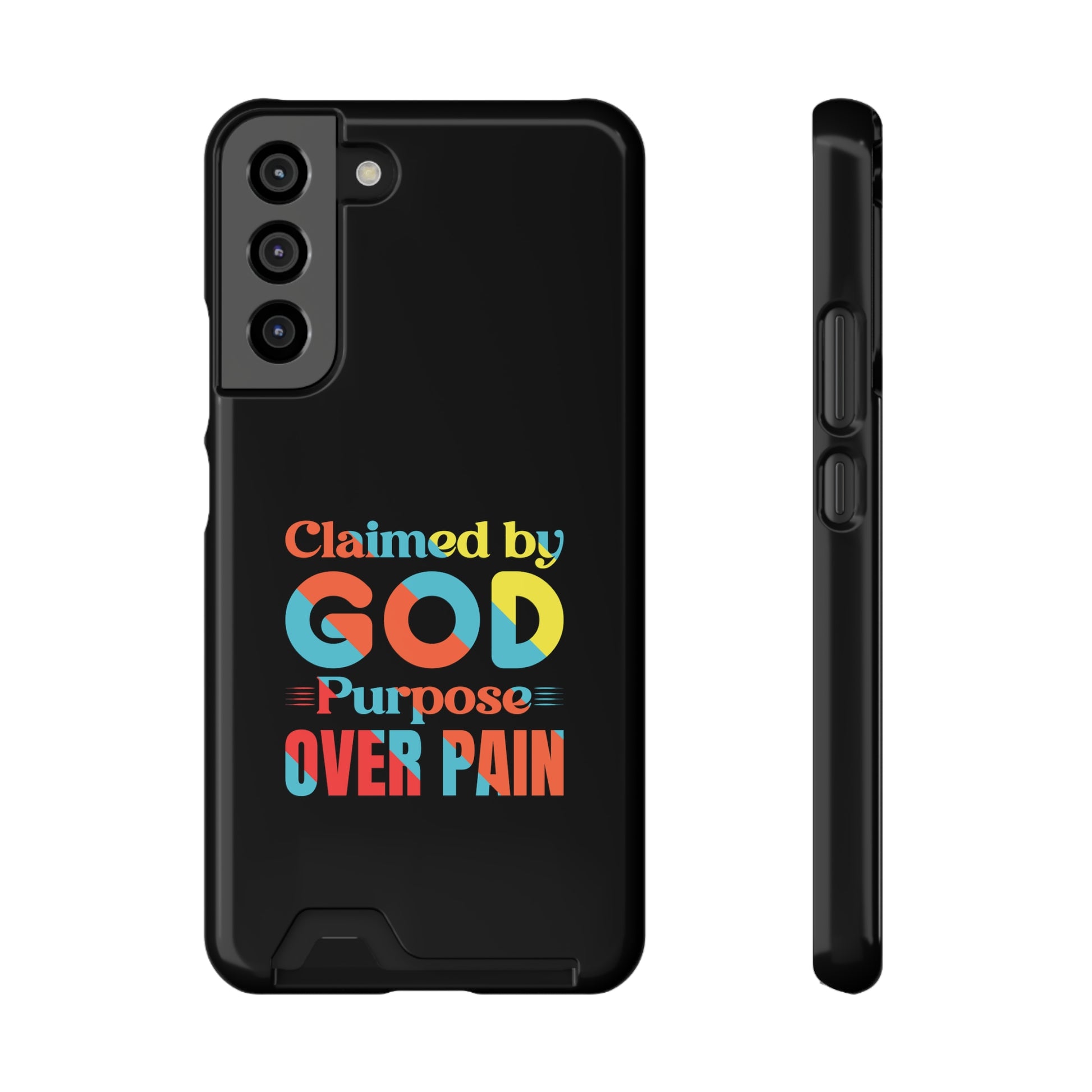 Claimed By God Purpose Over Pain Christian Phone Case With Card Holder Printify