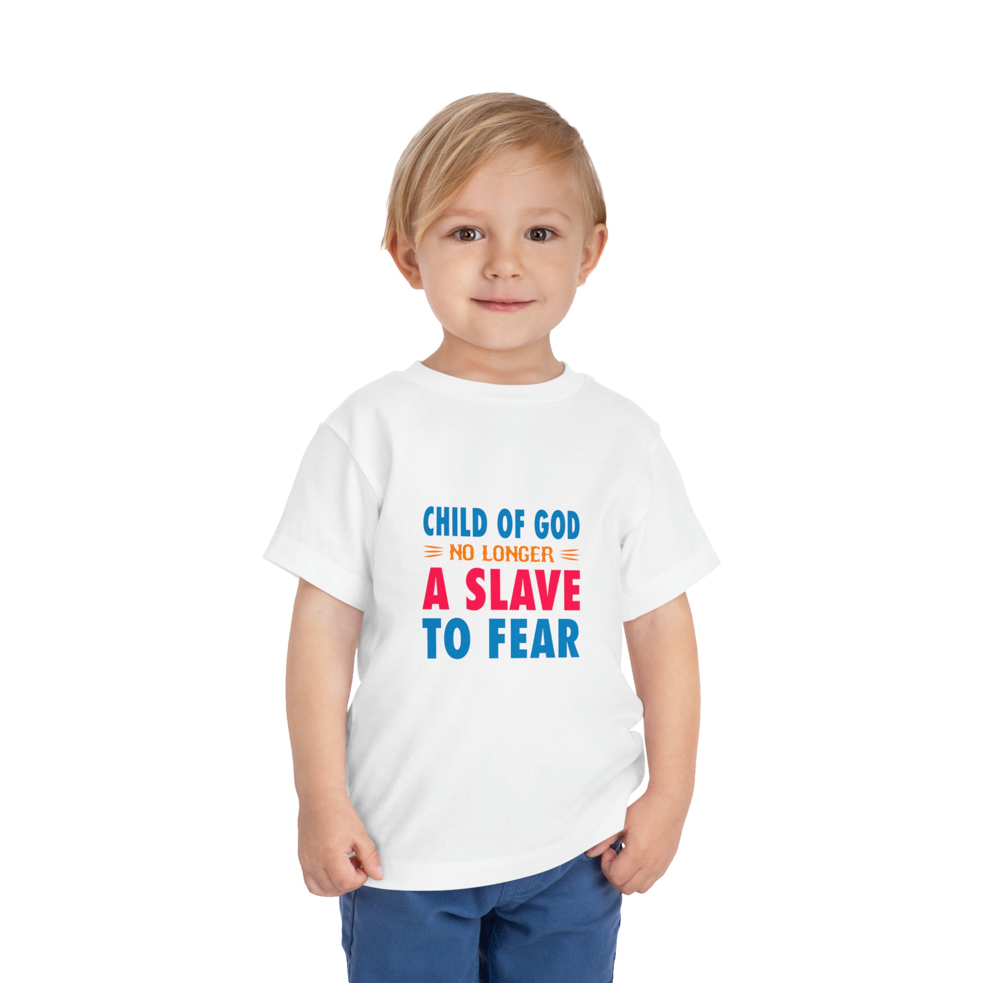 Child Of God No Longer A Slave To Fear Christian Toddler T-Shirt Printify