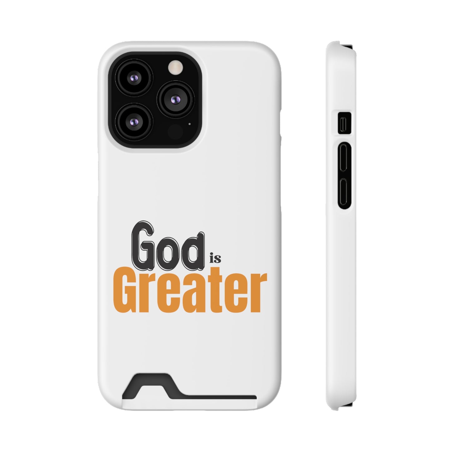 God Is Greater Christian Phone Case With Card Holder Printify