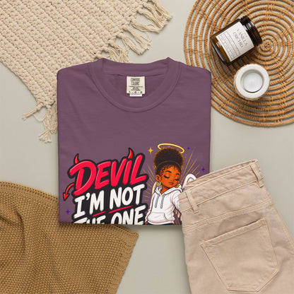 Devil I'm Not the One Today T-Shirt — Funny Angel vs Devil Graphic Tee - ClaimedbyGodDesigns