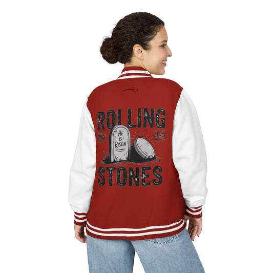 Unisex Vintage Rocker Letterman Jacket - Rolling Stones Design - ClaimedbyGodDesigns