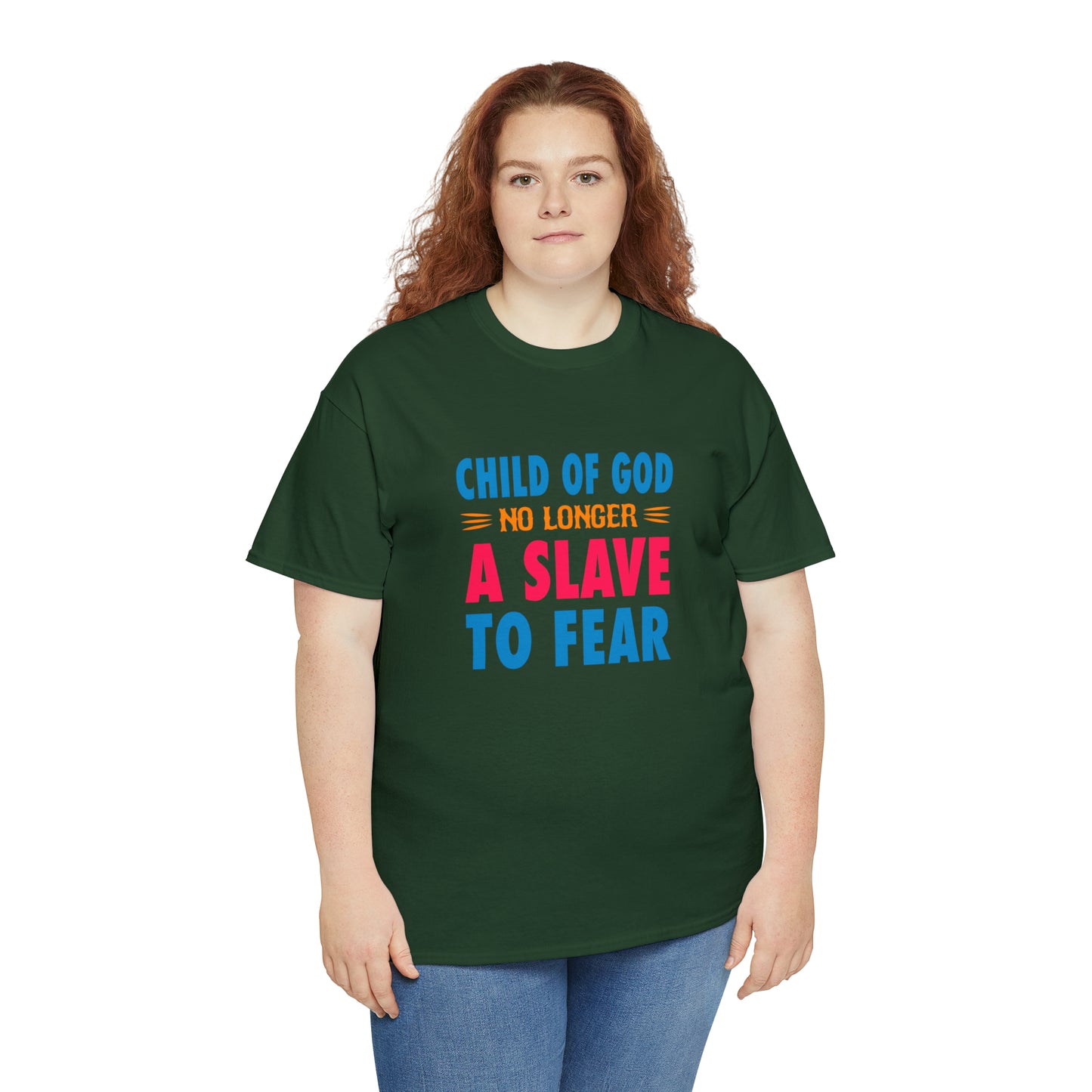 Child Of God No Longer A Slave To Fear Unisex Heavy Cotton Tee Printify