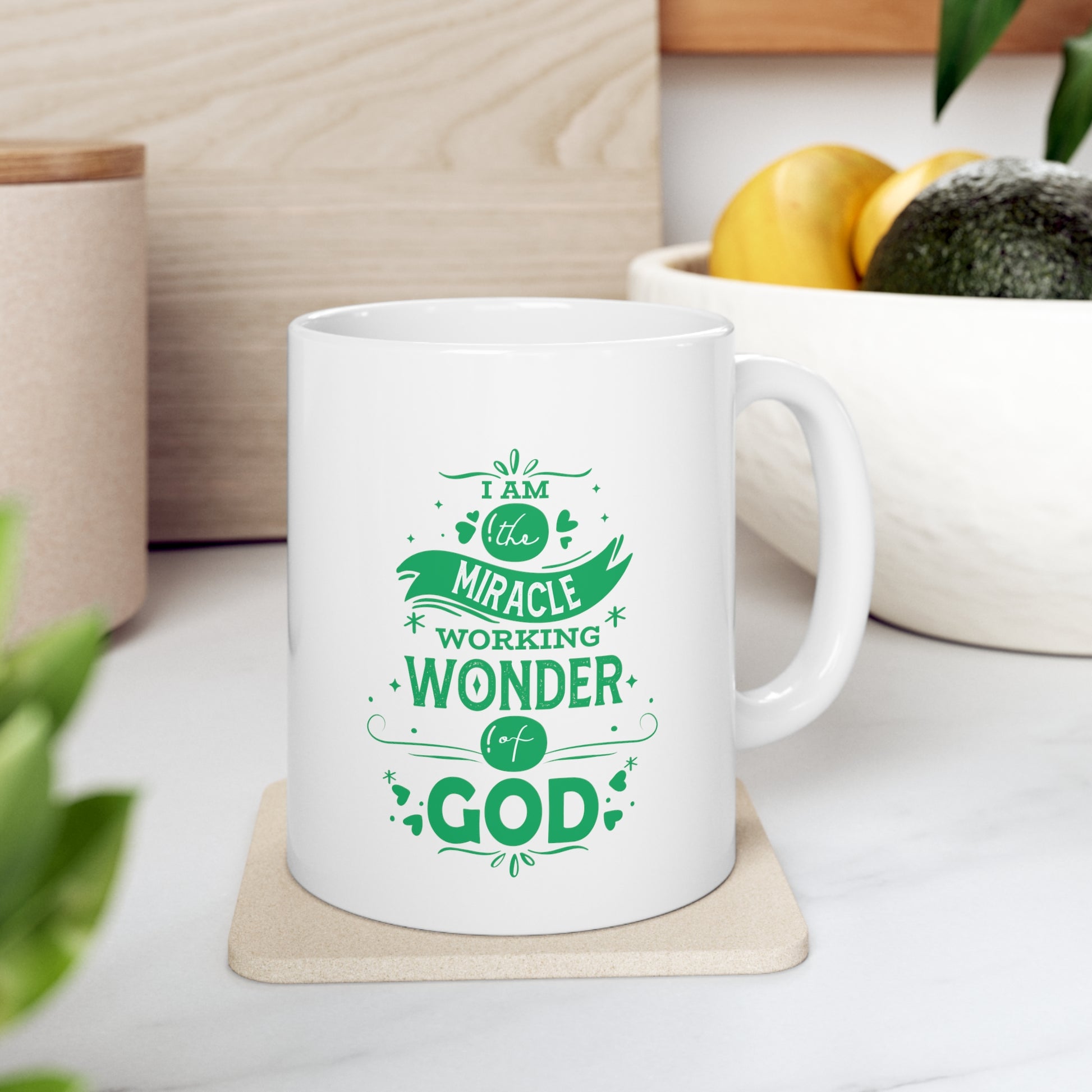 I Am The Miracle Working Wonder Of God White Ceramic Mug 11oz (double sided printing) Printify