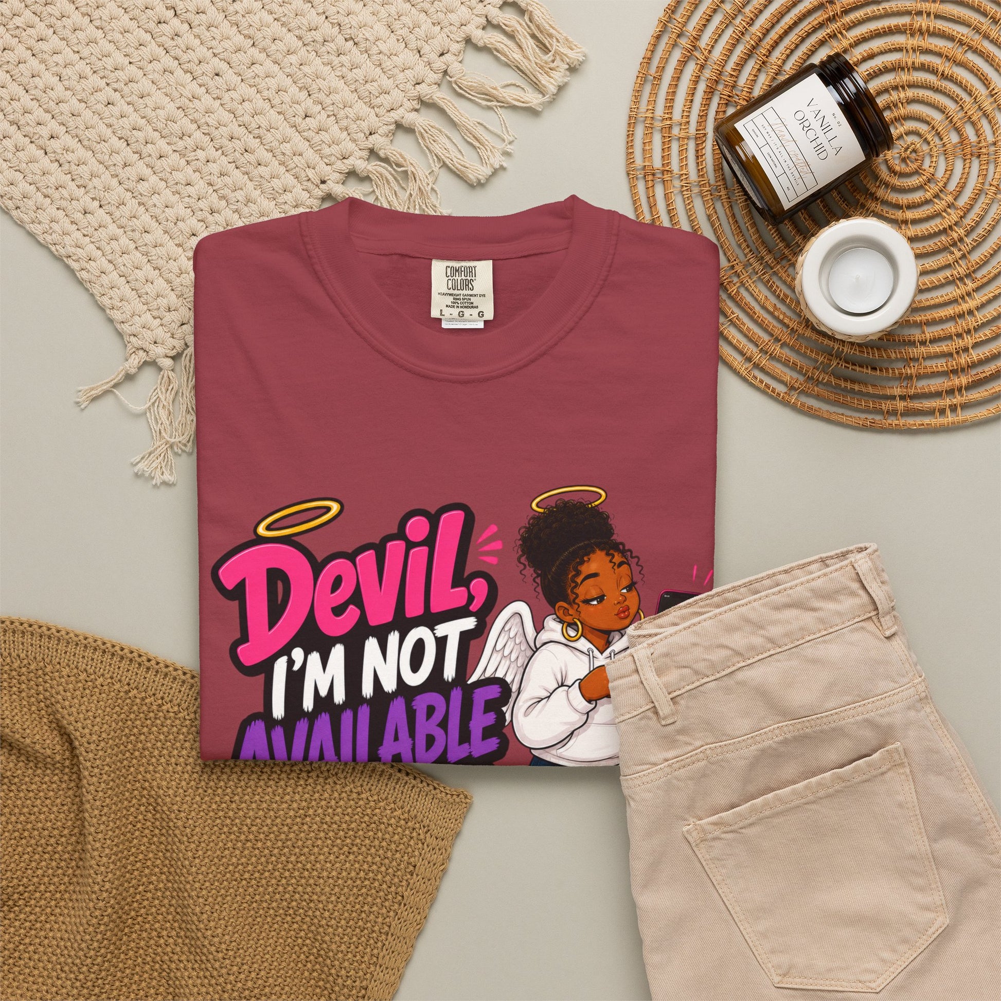 Devil, I’m Not Available for Foolishness T-Shirt — Sassy Black Girl Graphic Tee - ClaimedbyGodDesigns