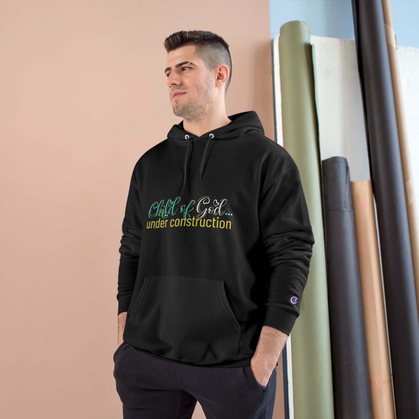 Child Of God Under Construction Unisex Champion Hoodie