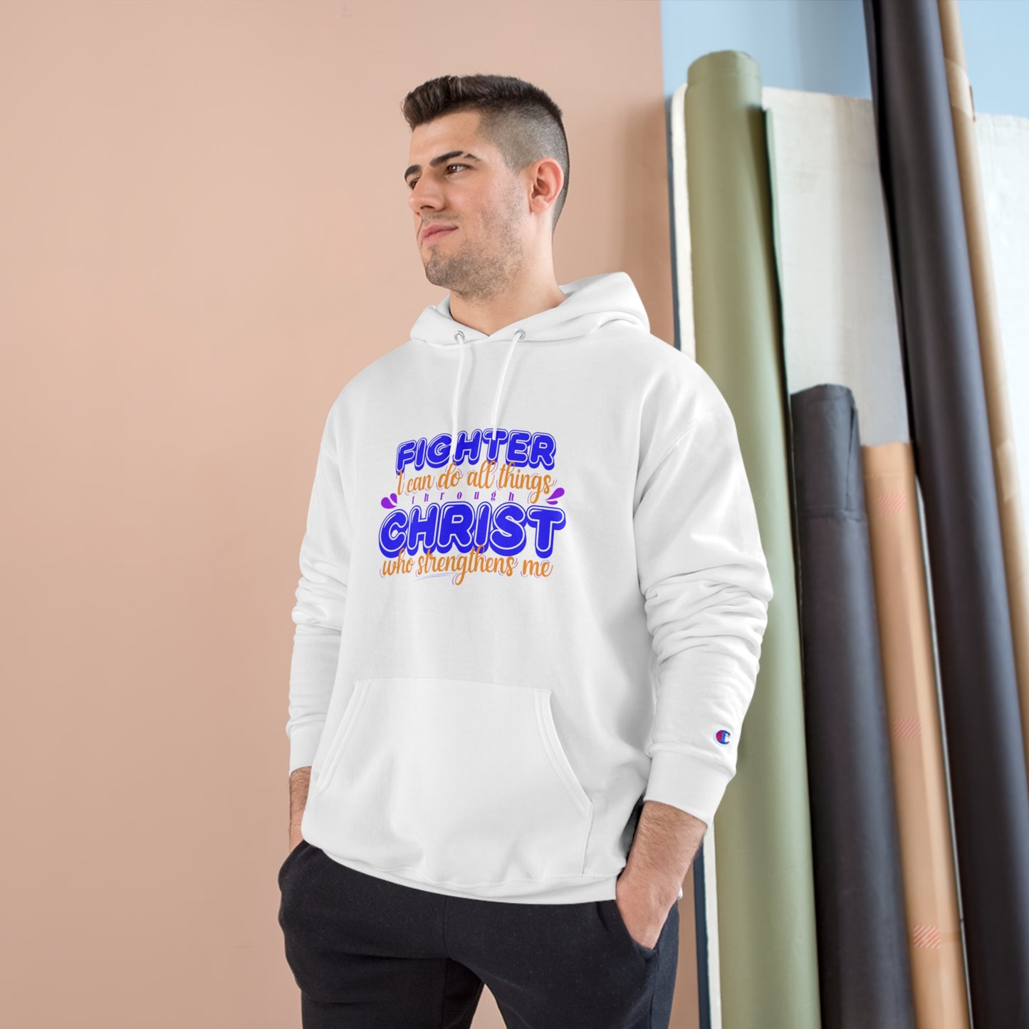 Fighter I Can Do All Things Through Christ Who Strengthens Me Unisex Champion Hoodie