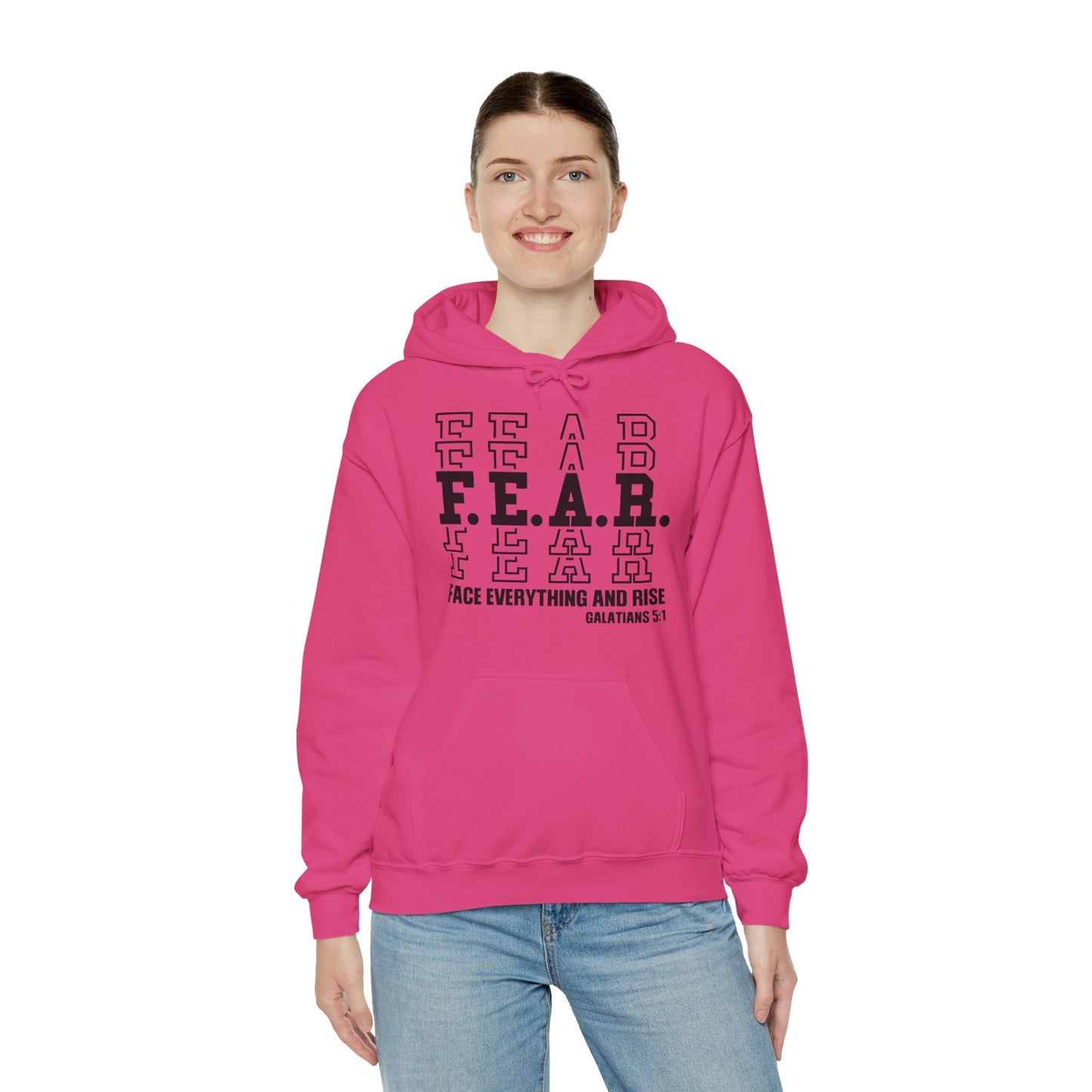 FEAR Face Everything And Rise Unisex Christian Hooded Pullover Sweatshirt