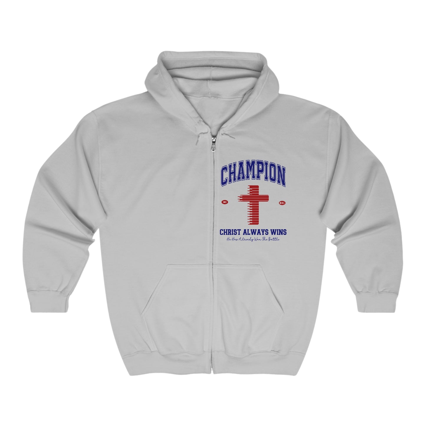 Champion Christ Always Wins Unisex Heavy Blend Christian Full Zip Hooded Sweatshirt