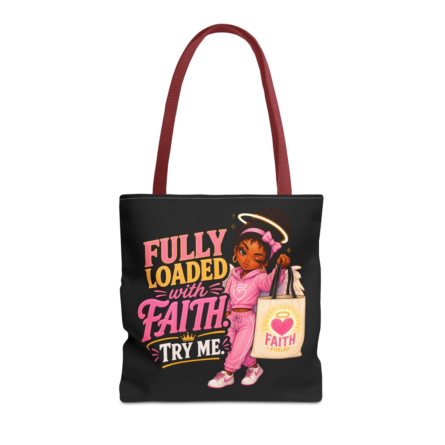 Faith Tote Bag — "Fully Loaded with Faith" Inspirational Christian Shopper