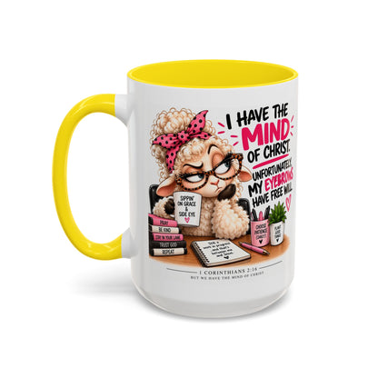 Christian Coffee Mug – "I Have the Mind of Christ" Funny Sheep Design (11/15 oz)