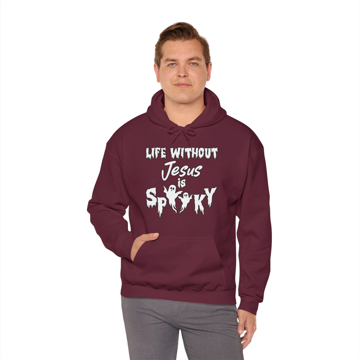 Life Without Jesus Is Spooky Unisex Christian Pullover Hooded Sweatshirt