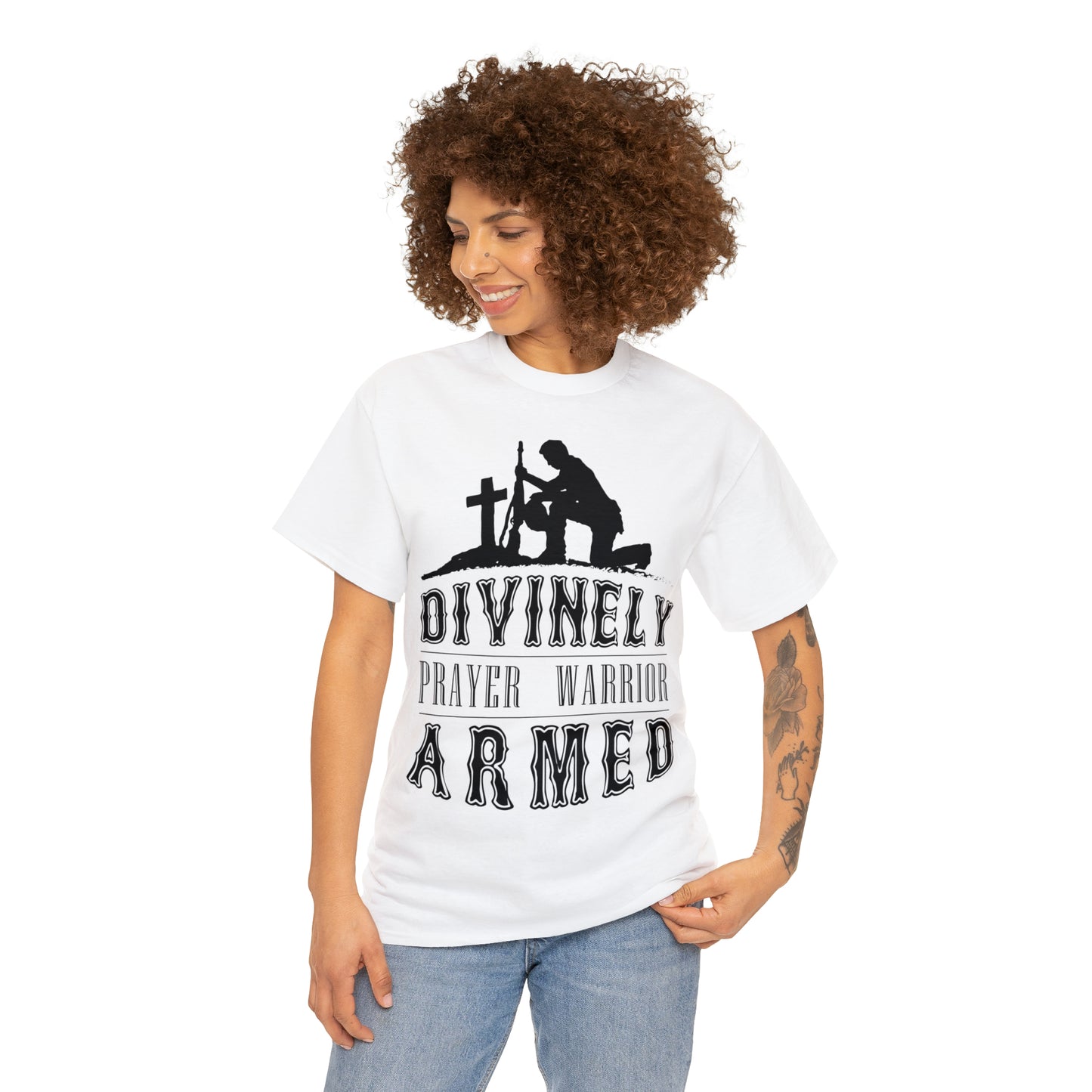 Divinely Armed Prayer Warrior Unisex Heavy Cotton Tee