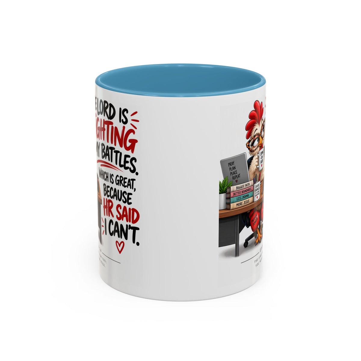 Inspirational Accent Coffee Mug — “The Lord Is Fighting My Battles” Faith Quote (11/15oz)
