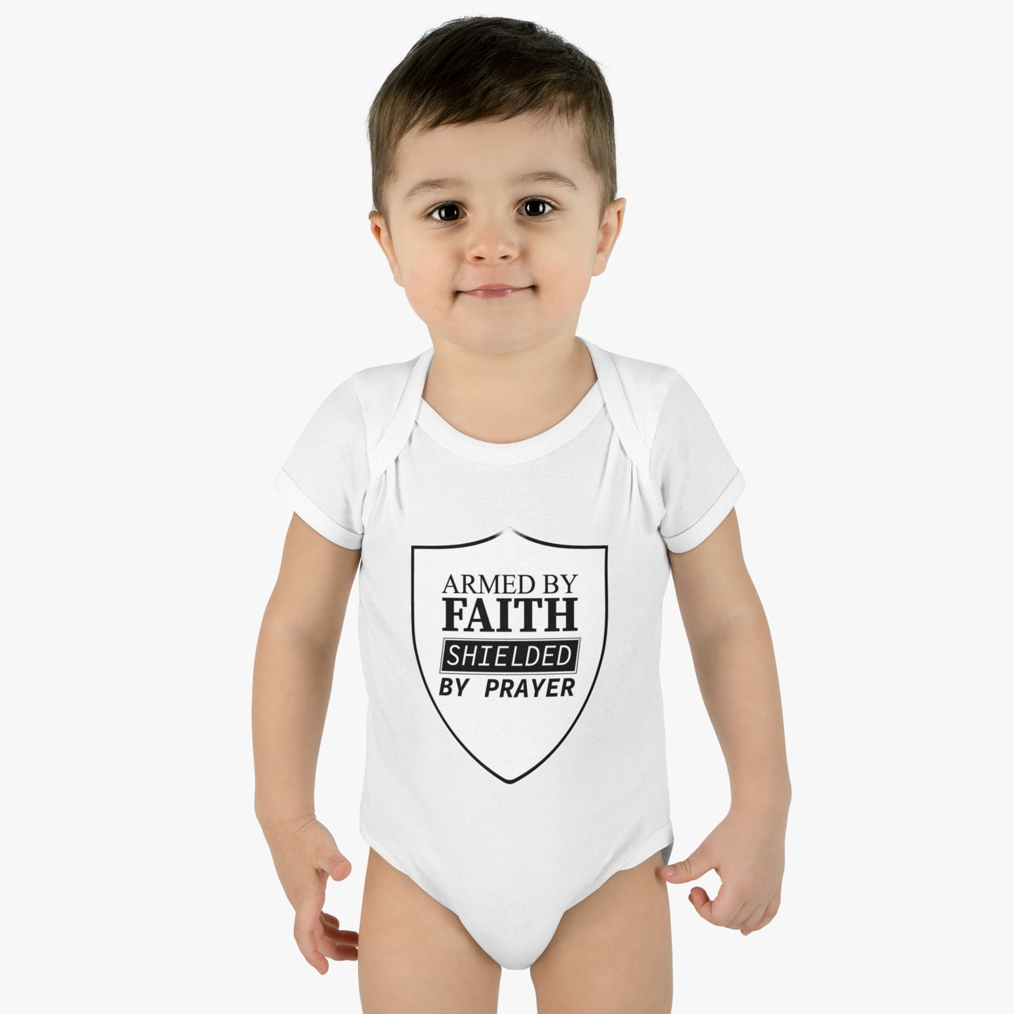 Armed By Faith Shielded By Prayer Christian Baby Onesie Printify