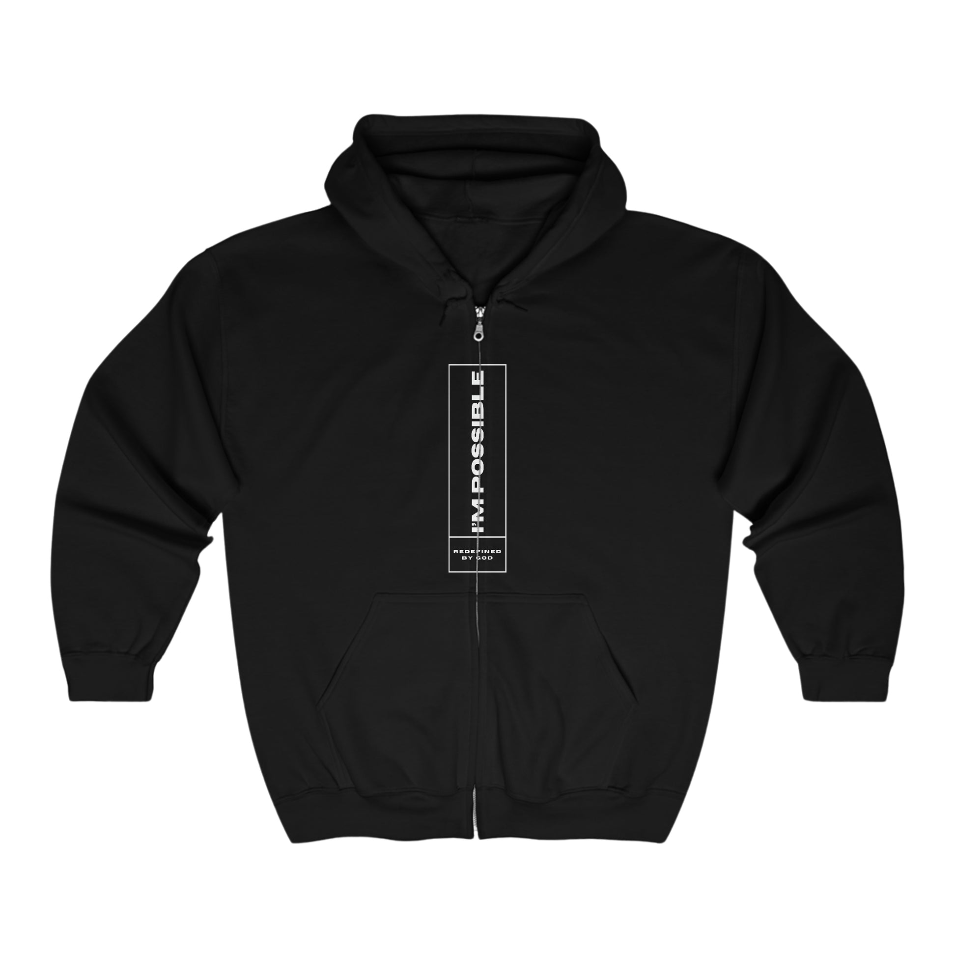 I'm Possible Redefined By God Christian Unisex Heavy Blend Full Zip Hooded Sweatshirt Printify