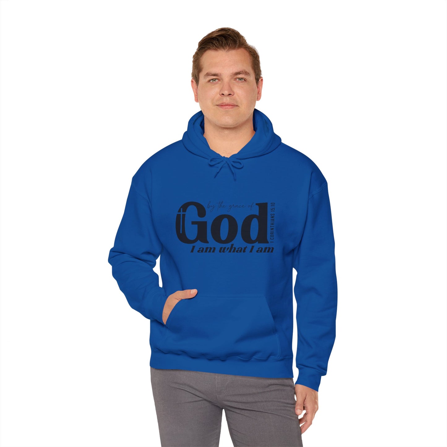 1 Corinthians 15:10 By The Grace Of God I Am What I Am Unisex Christian Pullover Hooded Sweatshirt