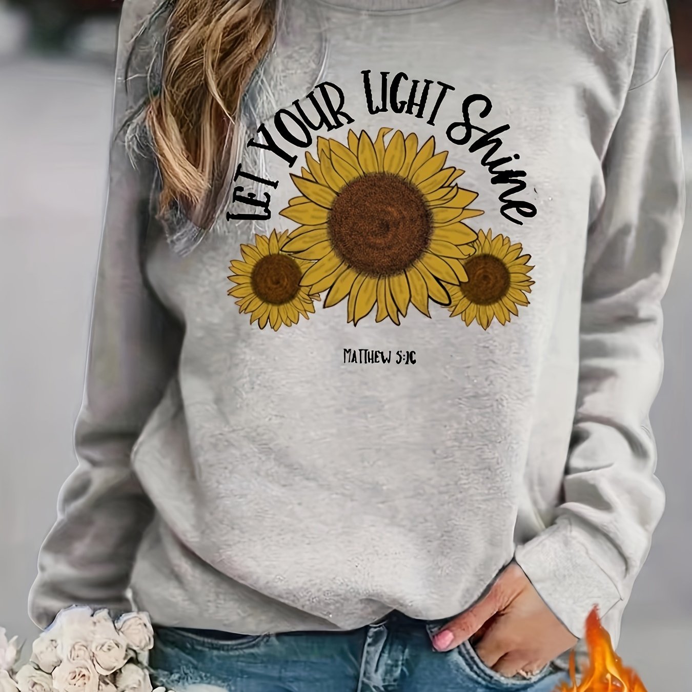 Matthew 5:16 Let Your Light Shine Women's Christian Pullover Sweatshirt claimedbygoddesigns