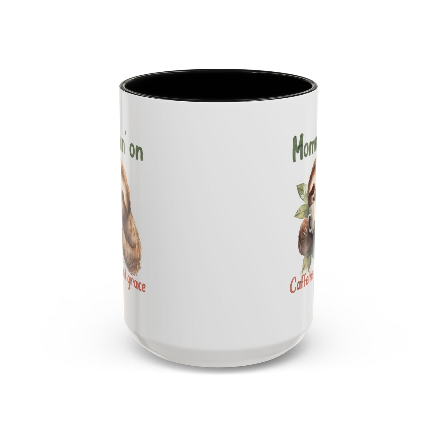 Sloth Mom Coffee Accent Mug - 'Mommin' on Caffeine and Grace' - Cute Gift for Christian Moms