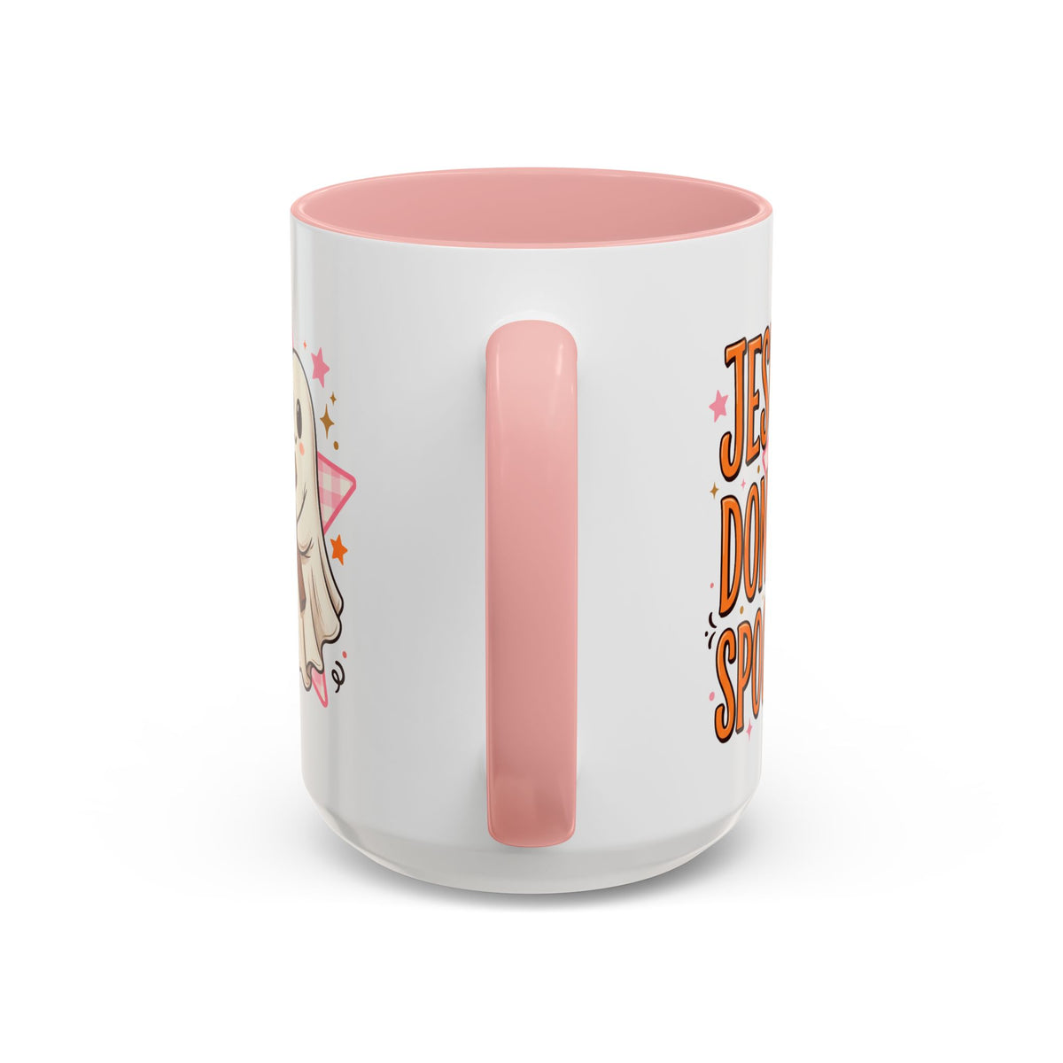 Accent Coffee Mug — "Jesus Don't Spook!" Cute Ghost Christian Coffee Mug (11/15oz)