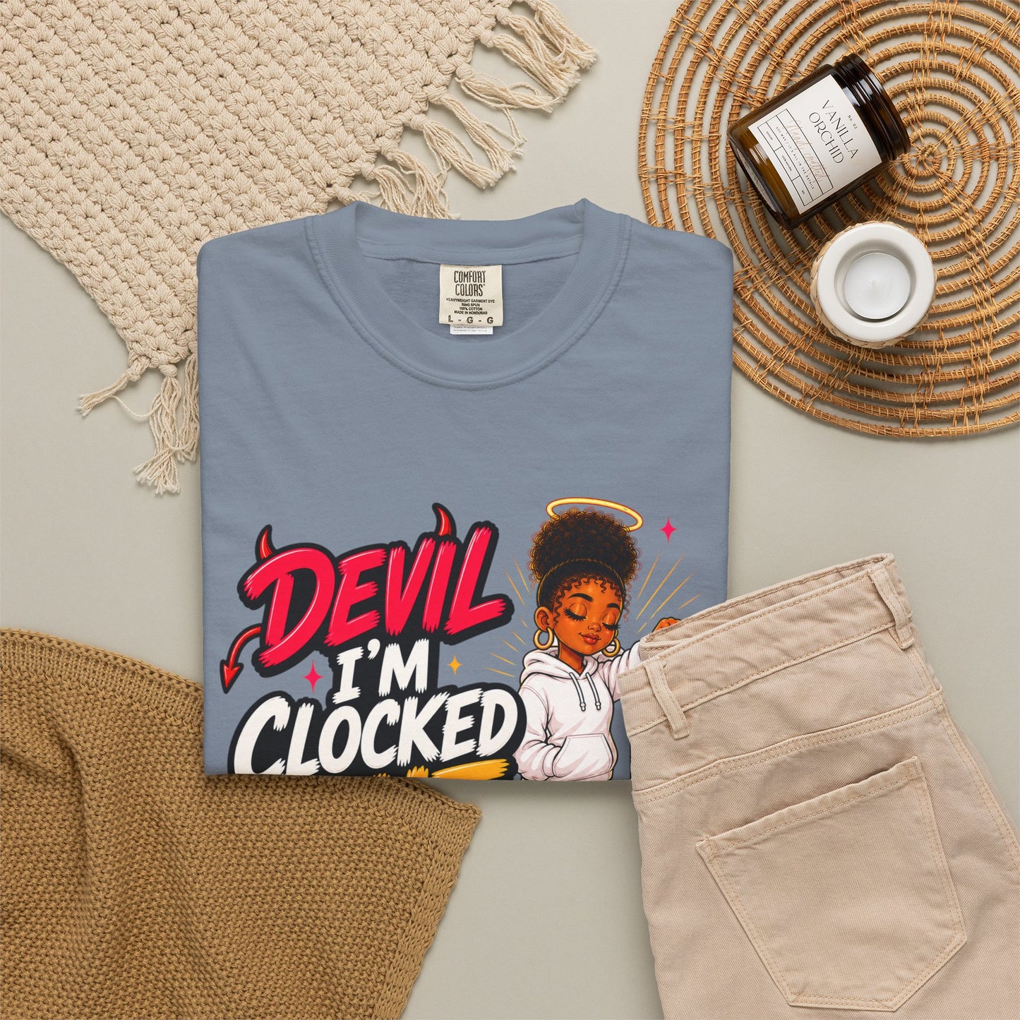 T-Shirt — "Devil I'm Clocked Out for Drama" Graphic Tee - ClaimedbyGodDesigns