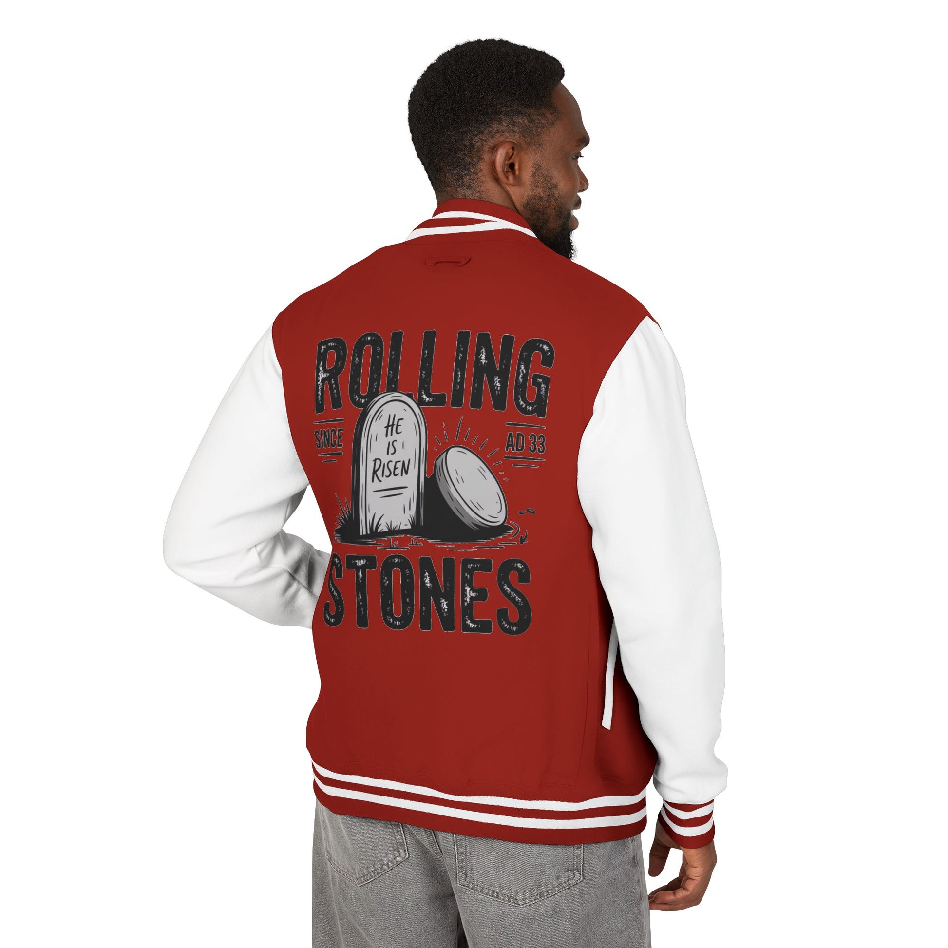 Unisex Vintage Rocker Letterman Jacket - Rolling Stones Design - ClaimedbyGodDesigns