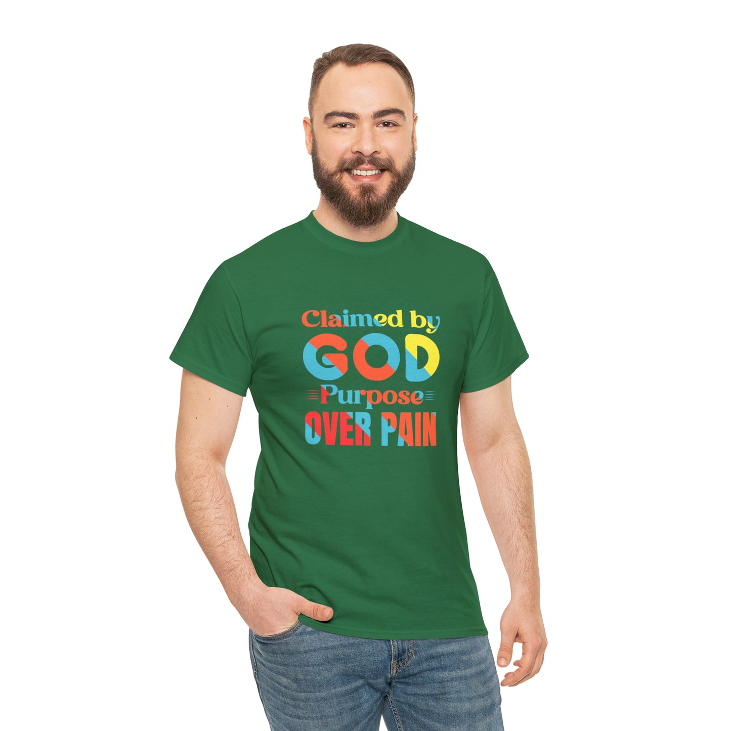 Claimed By God Purpose Over Pain Unisex Heavy Cotton Tee Printify