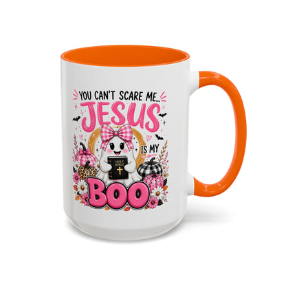 You Can’t Scare Me Jesus Is My Boo Coffee Mug — Halloween Christian Accent Mug