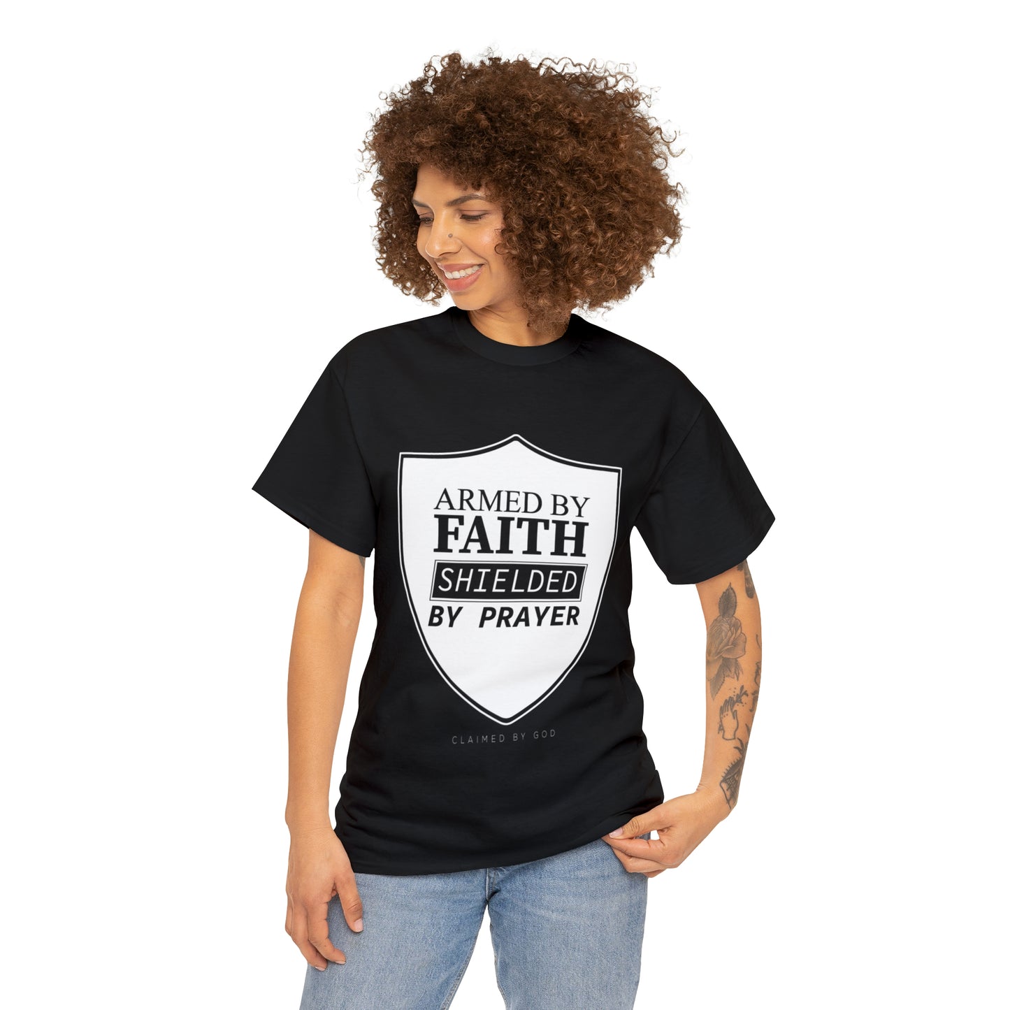 Armed By Faith Shielded By Prayer Unisex Heavy Cotton Tee