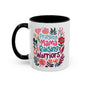 Floral Inspirational Coffee Accent Mug - Praying Mama Raising Warriors, Gift for Moms, Mother's Day Mug, Motivational Cup, Unique Kitchenware
