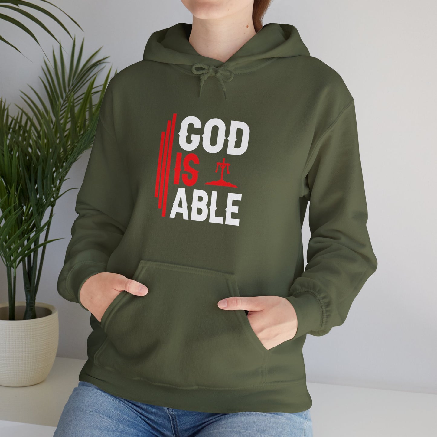 God Is Able Unisex Christian Hooded Pullover Sweatshirt