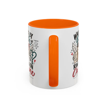 Walking By Faith, Running On Caffeine Coffee Mug (Accent)