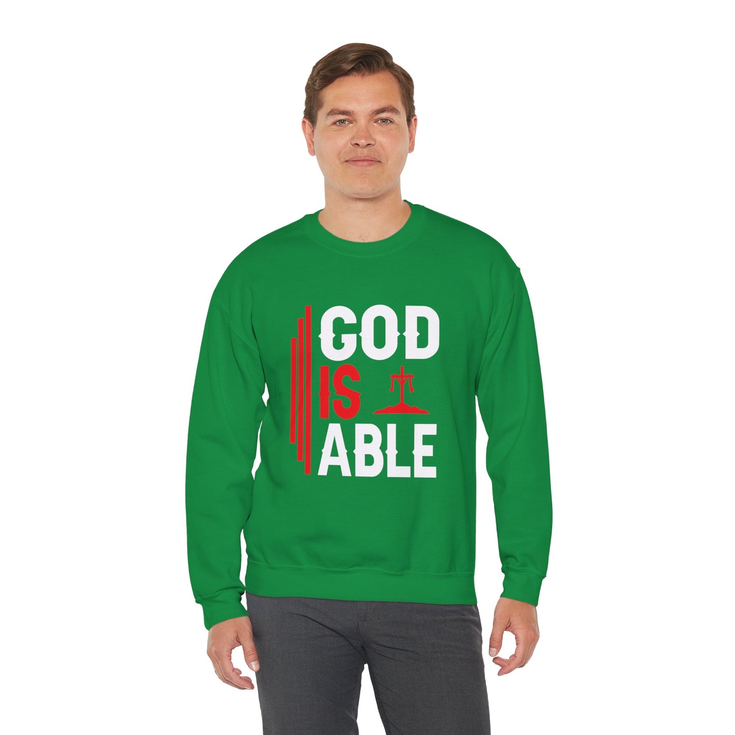 God Is Able  Unisex Heavy Blend™ Crewneck Christian Sweatshirt