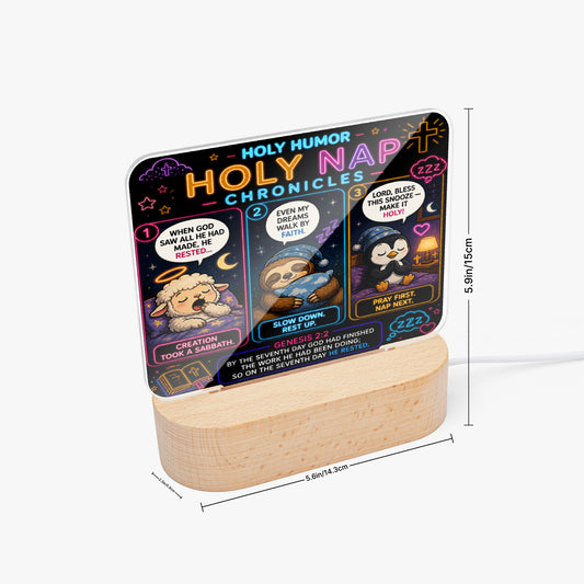 Holy Nap Chronicles Christian Square Acrylic Nigh Light - Luminous Base - ClaimedbyGodDesigns