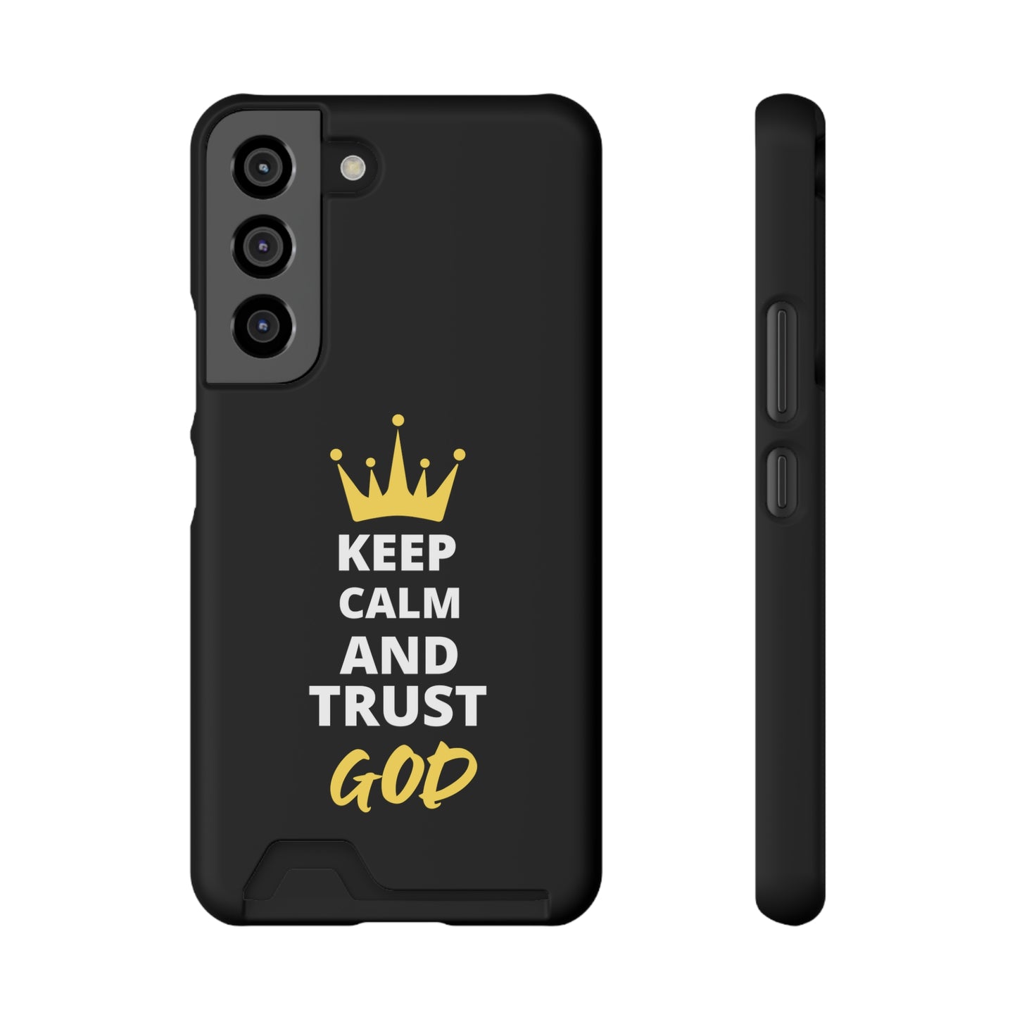 Keep Calm And Trust God Christian Phone Case With Card Holder Printify