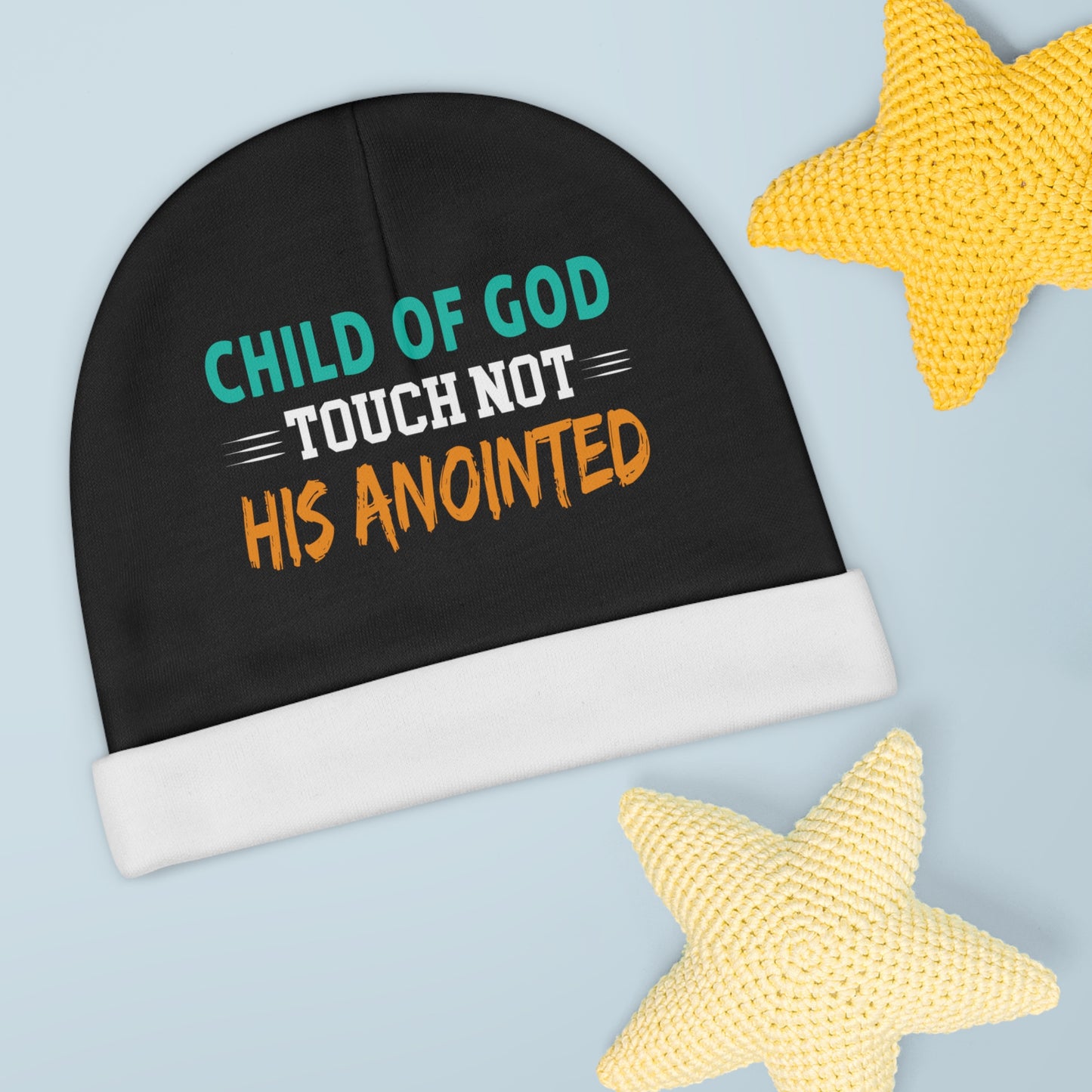 Child Of God Touch Not His Anointed Baby Beanie (AOP) Printify