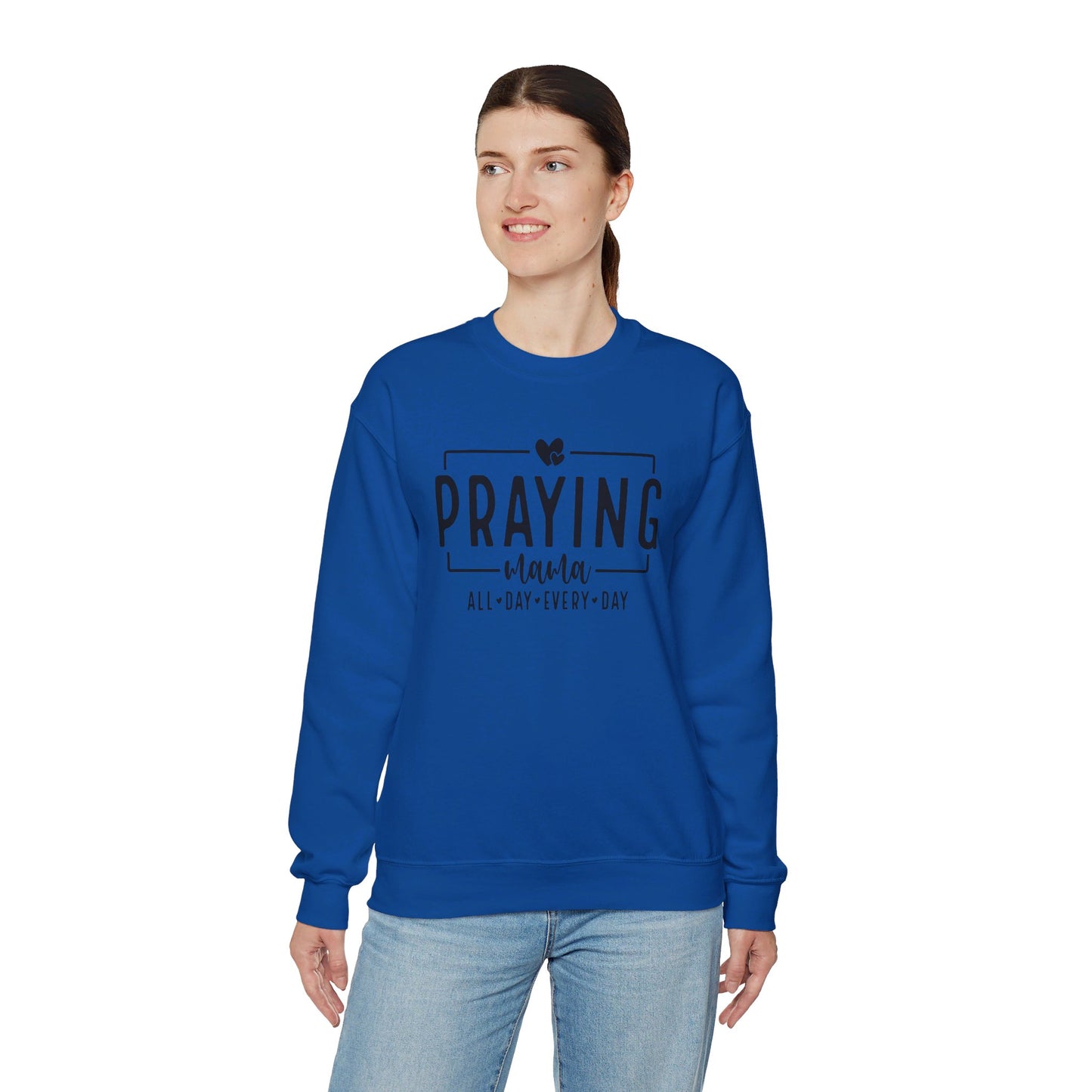 Praying Mama All Day Every Day Women's Heavy Blend™ Crewneck Christian Sweatshirt