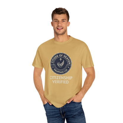 Citizen of Heaven T-shirt, Unisex Garment - Dyed Tee, Spiritual Gift, Christian Apparel, Faith - Based Fashion, Inspirational Top - ClaimedbyGodDesigns