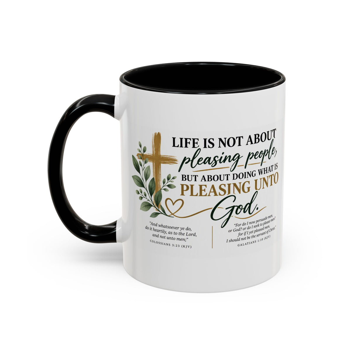 Christian Coffee Mug – "Pleasing Unto God" Inspirational Accent Mug (11/15oz)