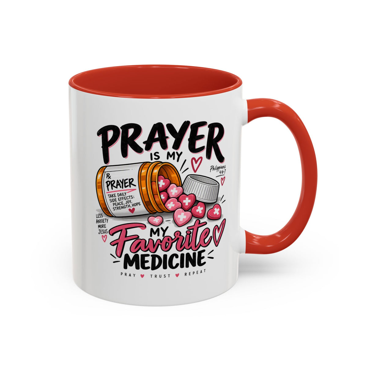 Prayer Is My Favorite Medicine Accent Coffee Mug – Inspirational Religious Gift
