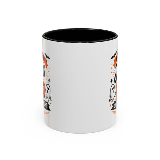 Christian Coffee Mug — "He's My Light, Jesus Is My Boo" Halloween Accent Mug