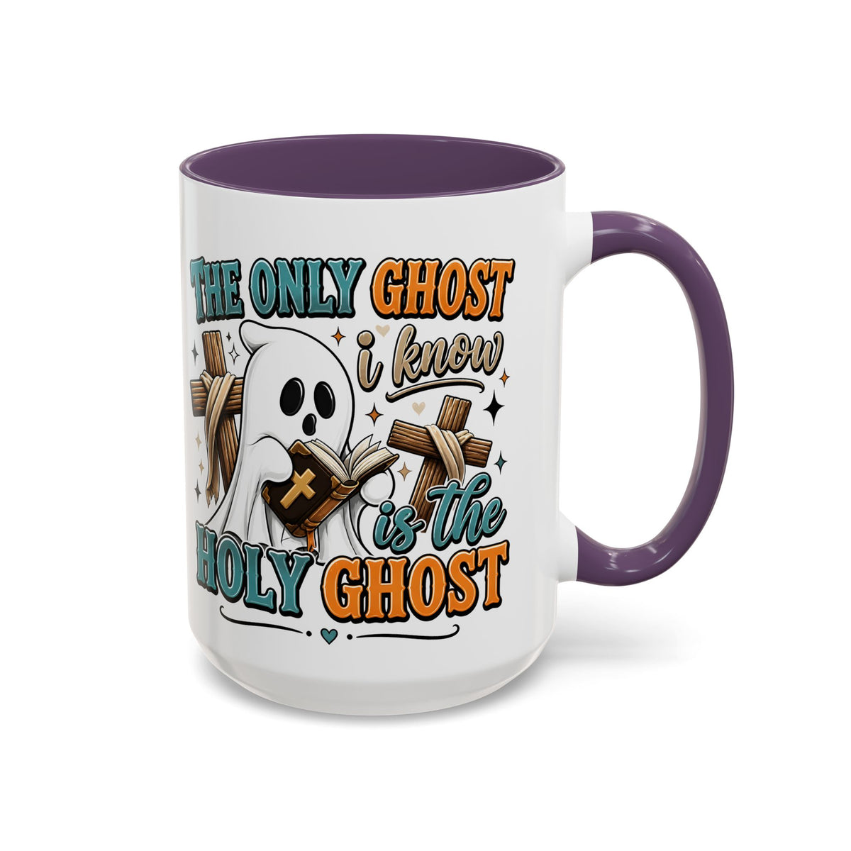 Accent Mug — "The Only Ghost I Know Is the Holy Ghost" Christian Halloween Coffee Cup