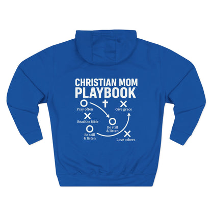 Cozy Christian Mom Playbook Women's Fleece Hoodie for Comfort, Casual Wear, Gift for Holidays, Warm Layering, Ideal for Relaxing Days - ClaimedbyGodDesigns