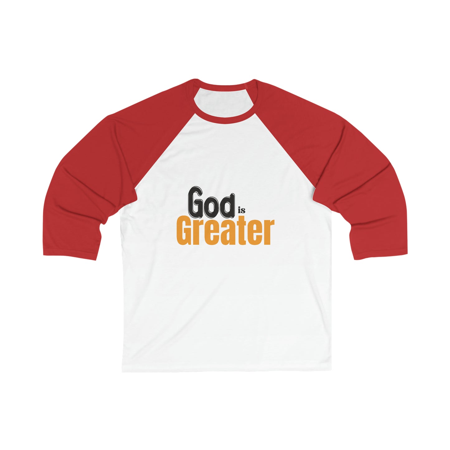 God Is Greater Christian Unisex 3\4 Sleeve Baseball Tee Printify