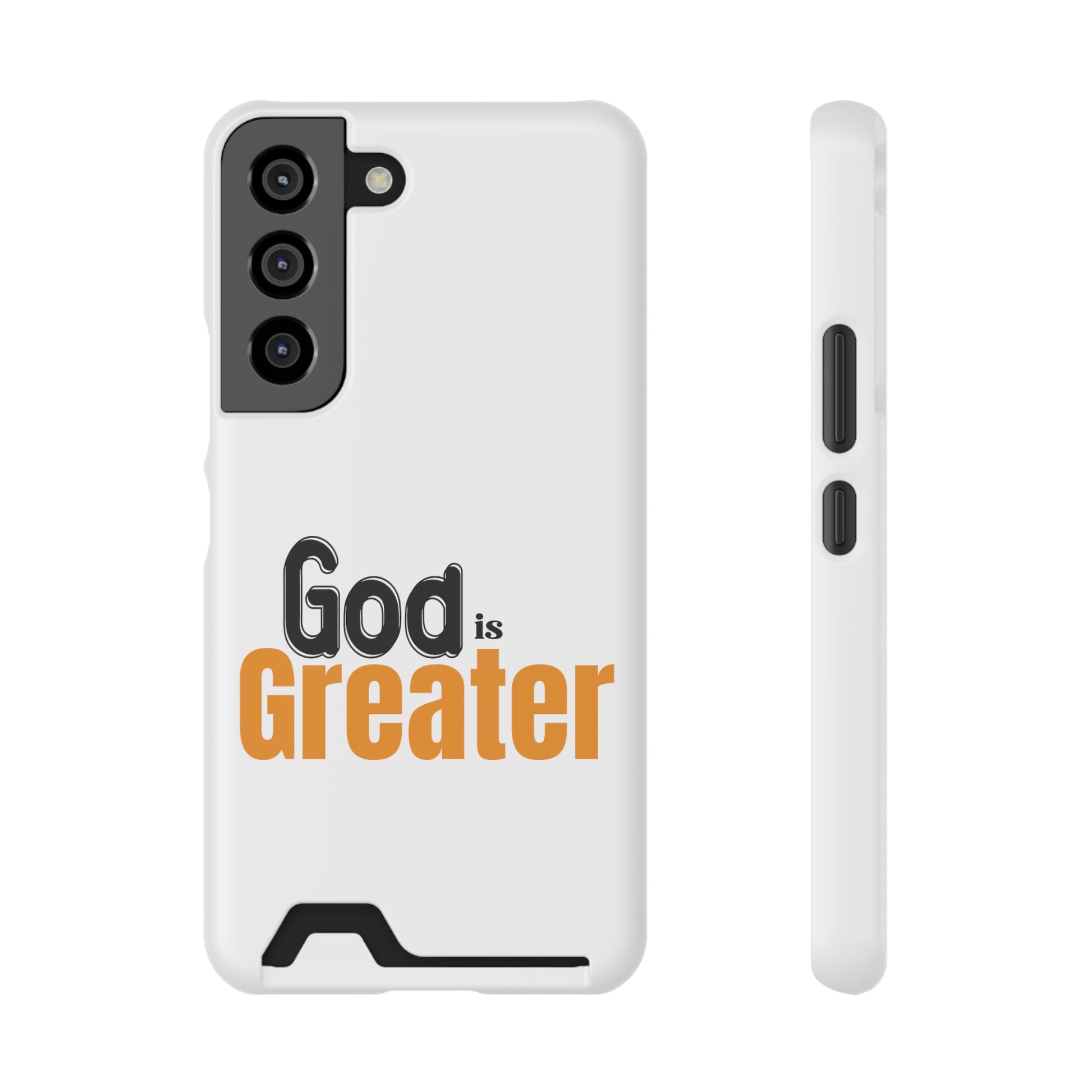 God Is Greater Christian Phone Case With Card Holder Printify